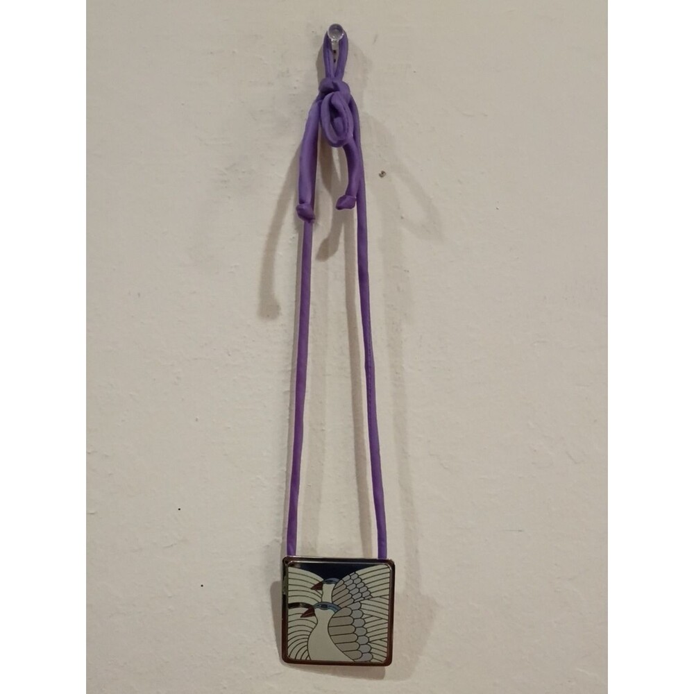 Laurel Burch Moon Doves Pendant With Purple Satin Cord - Vintage!